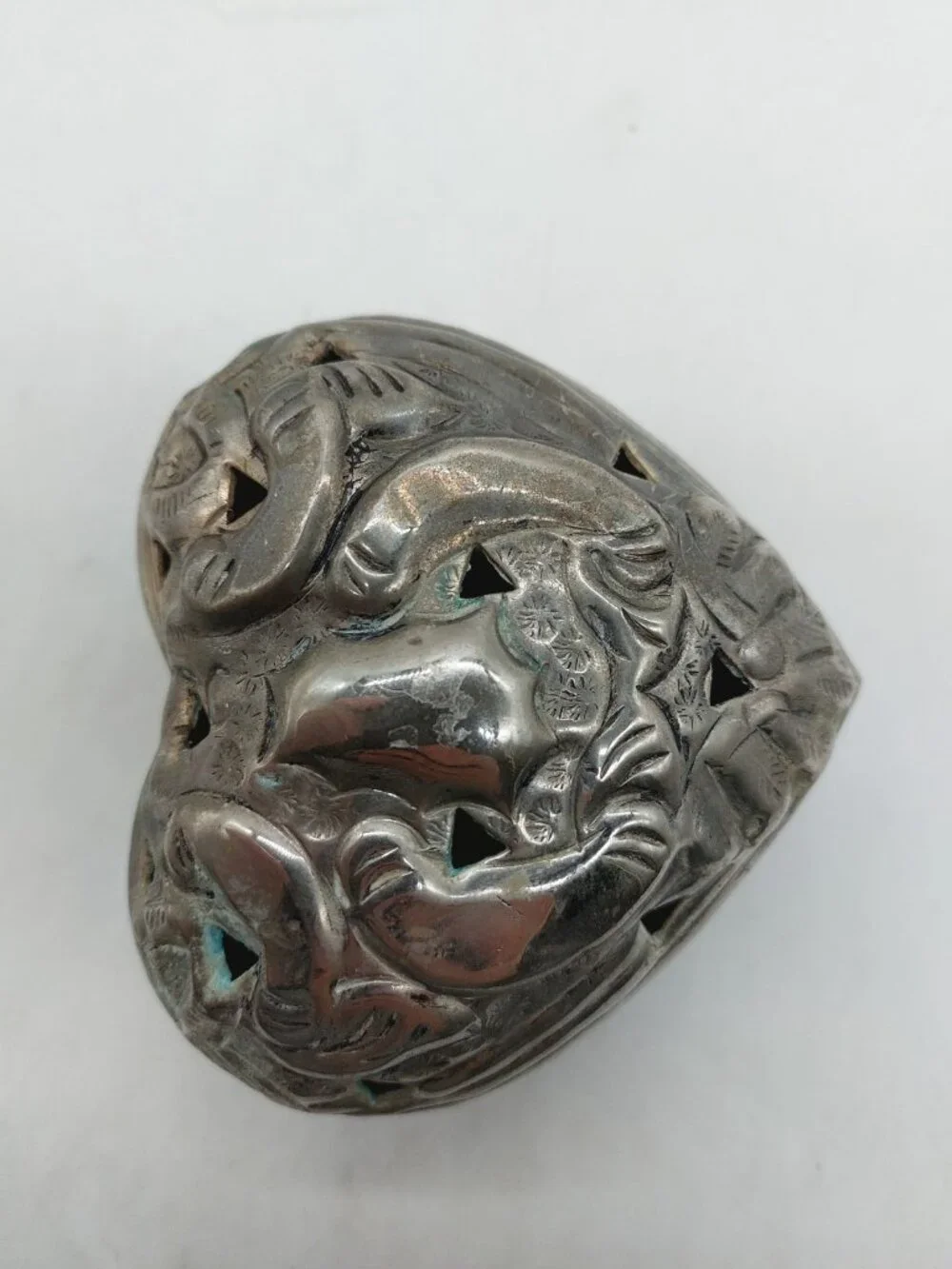 Alda's Forever English Silver Tone Friendship Heart Trinket Box Vintage
